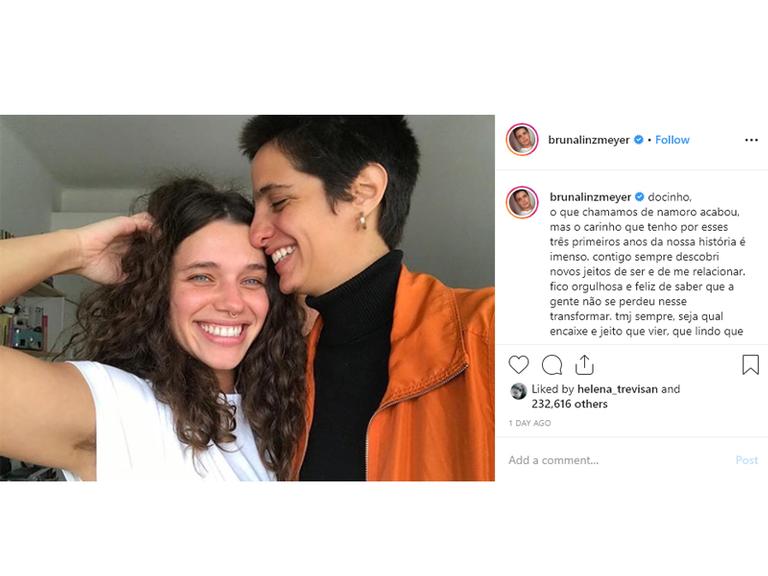 Bruna Linzmeyer confirma término com Priscila Fiszman