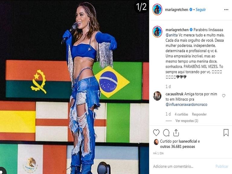 Homenagem de Gretchen para Anitta por conta do Rock in Rio