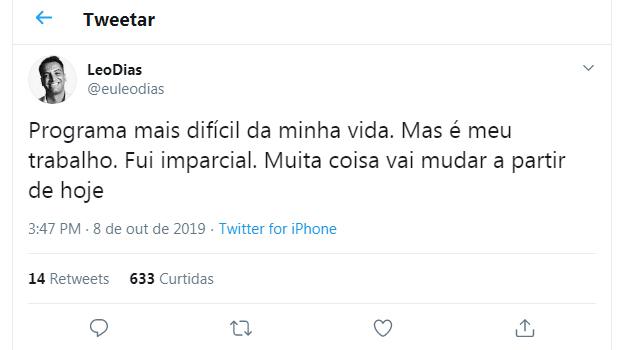 Leo Dias desabafa nas redes sociais após Fofocalizando