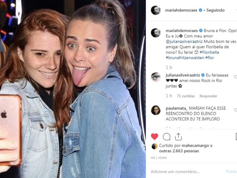 Mariah Rocha posta clique ao lado de Juliana Silveira e diz que faria Floribella de novo