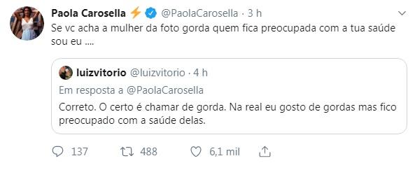 Paola Carosella briga com homem que chamou modelo de gorda