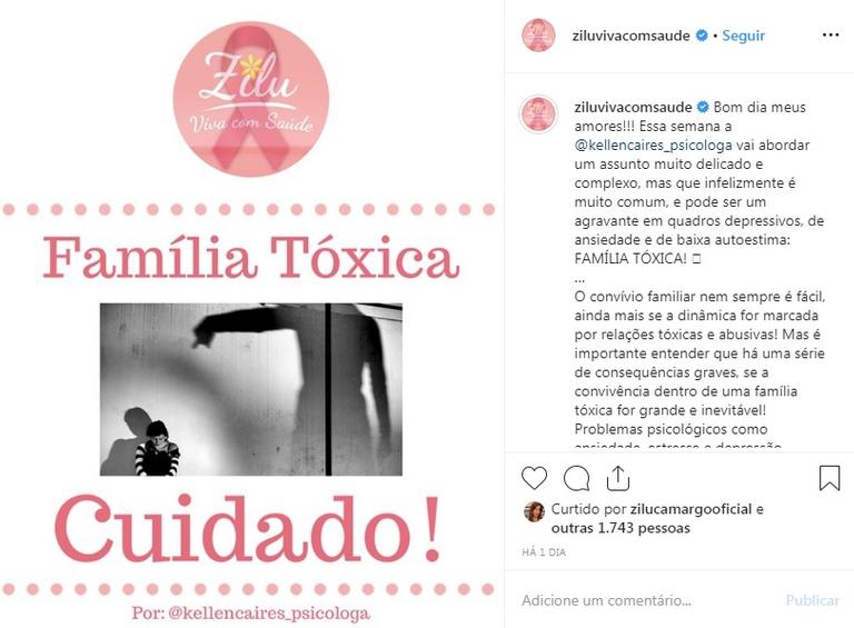 Zilu Godoi abre o jogo e faz desabafo sobre famílias tóxicas