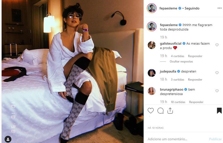 Fernanda Paes Leme com meia da Gucci