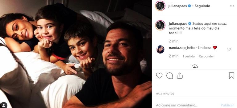 Juliana Paes com os filhos e o marido