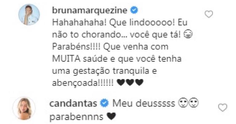 Bruna Marquezine e Carol Dantas parabenizam Tata Estaniecki pela gravidez