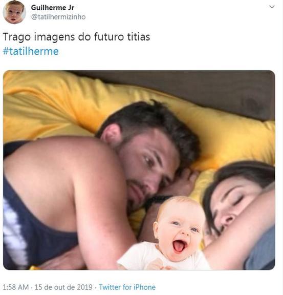 Montagem de Tati Dias e Guilherme Leão com filho 