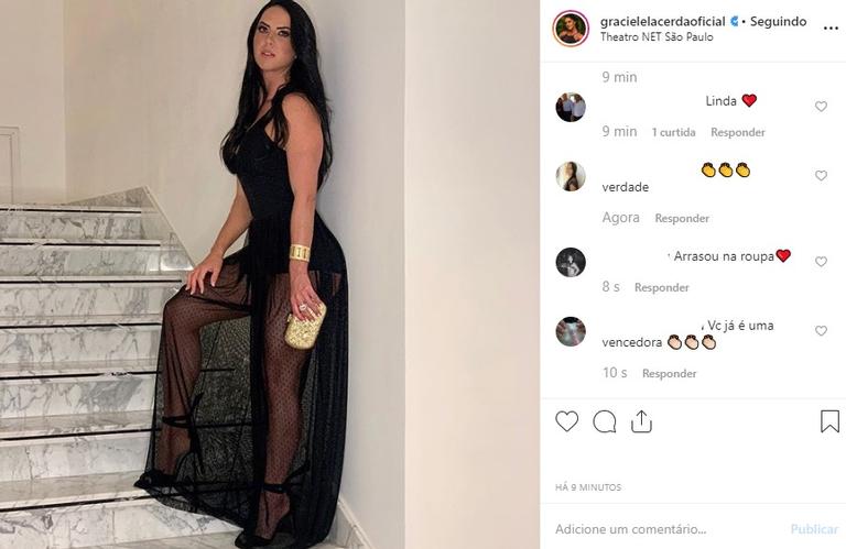 Graciele Lacerda de vestido preto