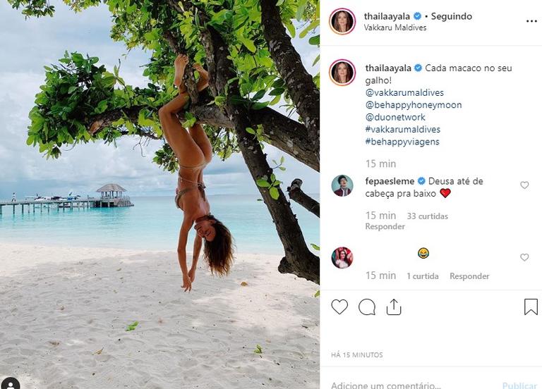 Thaila Ayala em lua de mel nas Maldivas