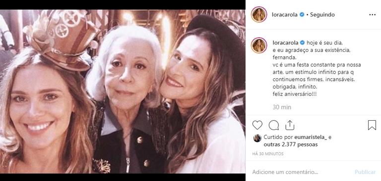 Carolina Dieckmann faz declaração para Fernanda Montenegro