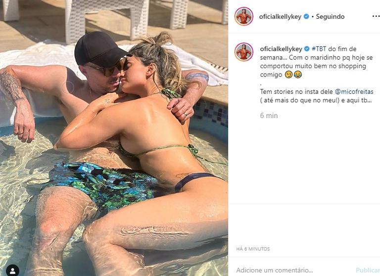 Kelly Key e Mico Freitas na piscina