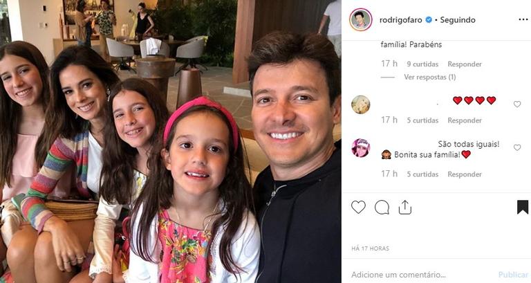 Rodrigo Faro com as filhas e a esposa