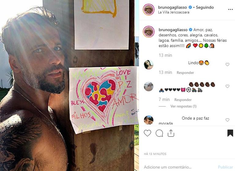 Bruno Gagliasso mostra desenho dos filhos