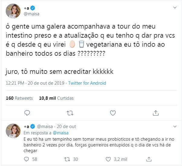 Maisa contando detalhes sobre sua vida íntima