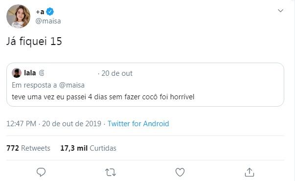 Maisa contando detalhes íntimos nas redes sociais