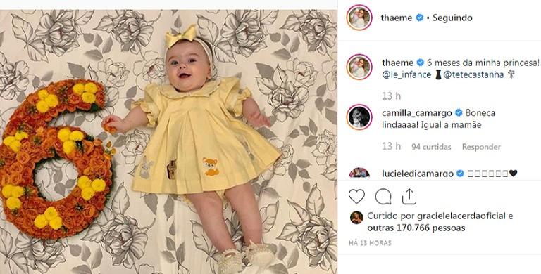 Thaeme comemora 6 meses da filha, Liz