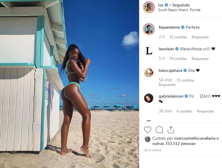 Iza causa na web ao posar de biquíni em Miami