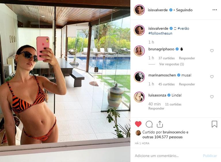 Isis Valverde exibe barriga chapada e encanta seguidores 