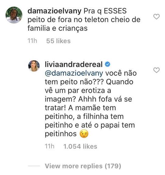 Lívia Andrade rebate internauta que critica seu decote