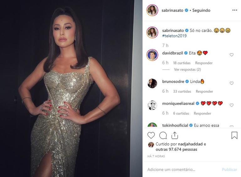 Sabrina Sato exibe cliques do TeleTon e encanta seguidores