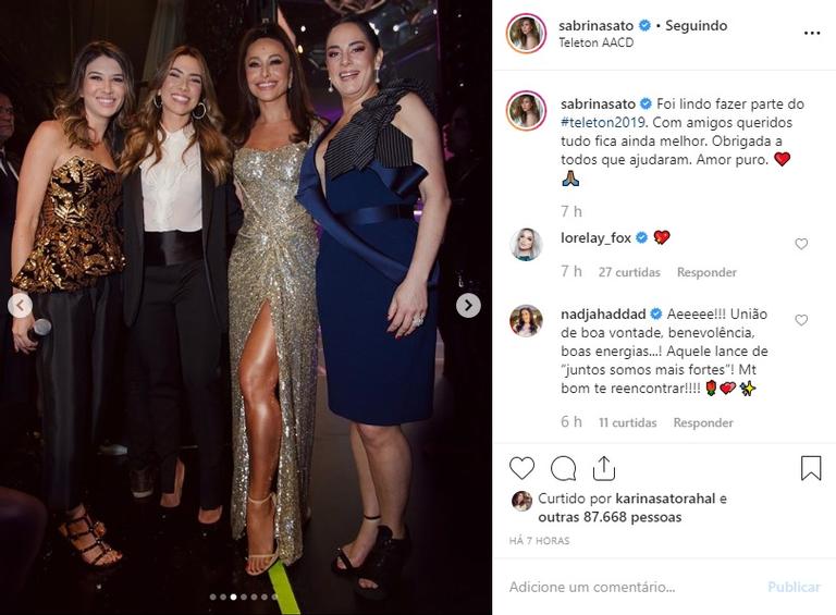 Sabrina Sato exibe cliques do TeleTon e encanta seguidores