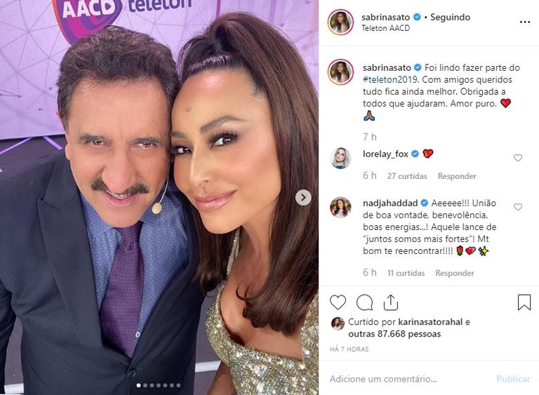 Sabrina Sato exibe cliques do TeleTon e encanta seguidores