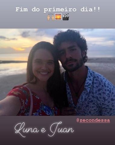 Juliana Paiva e José Condessa nas gravações da novela ''Salve-se quem puder''