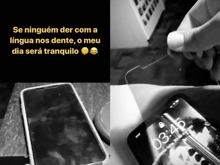 Fernando reclama da película especial do celular de sua namorada 