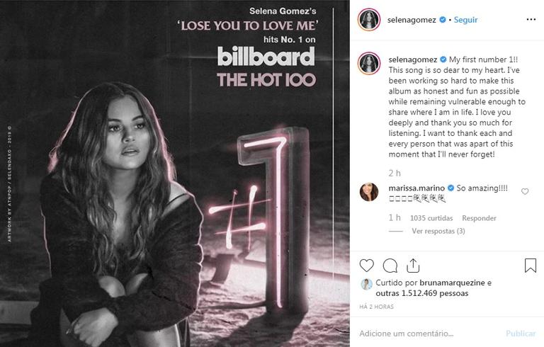 Selena Gomez alcança primeiro lugar no Hot 100 da Billboard