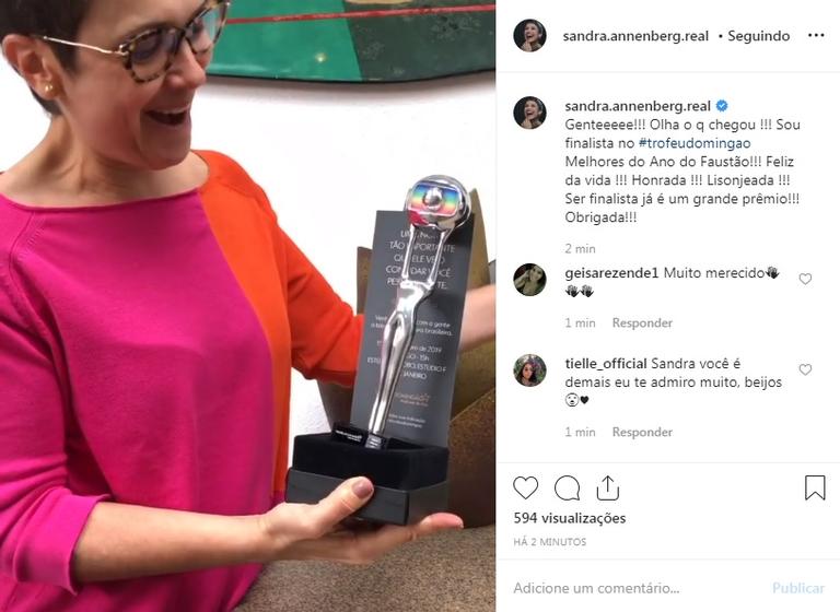 Sandra Annenberg é uma das finalistas do Troféu Domingão