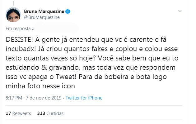 Bruna Marquezine rebate críticas e desabafa: ''Estudando''