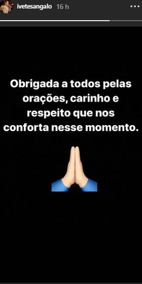 Ivete Sangalo agradece carinho dos fãs após morte do irmão