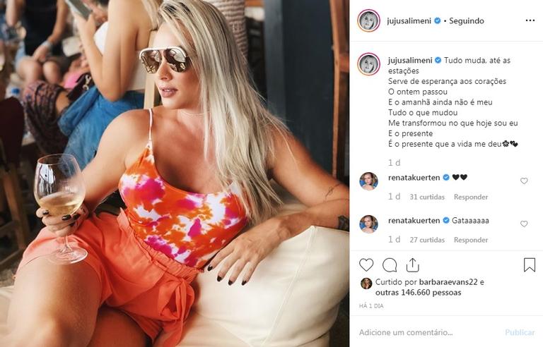 Juju Salimeni posta foto desabafando sobre mudanças da vida