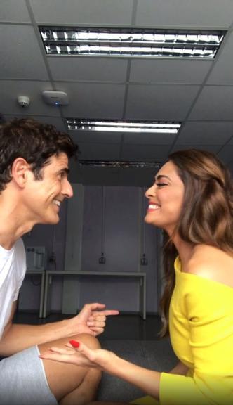 Reynaldo Gianecchini e Juliana Paes nos bastidores de A Dona do Pedaço