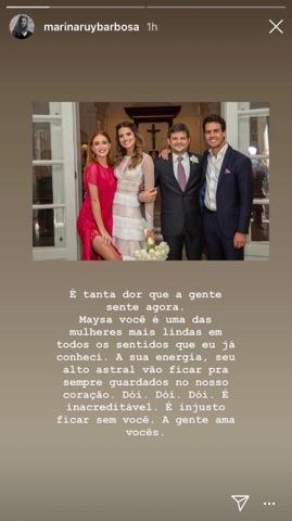 Marina Ruy Barbosa lamenta morte de amiga