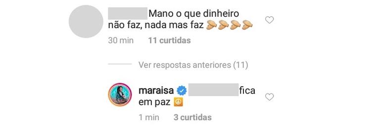 Maraisa rebate crítica de fã nas redes sociais