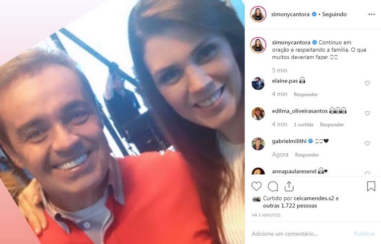 Simony faz publicação pedindo a melhora de Gugu Liberato