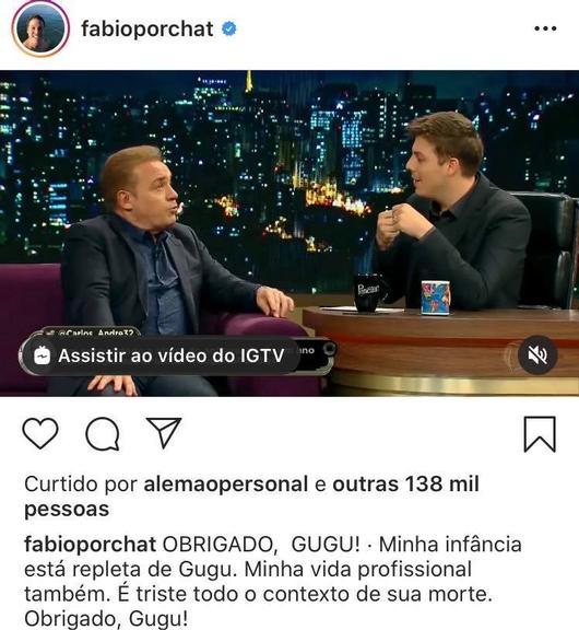 Fabio Porchat relembra participação de Gugu no Programa do Porchat