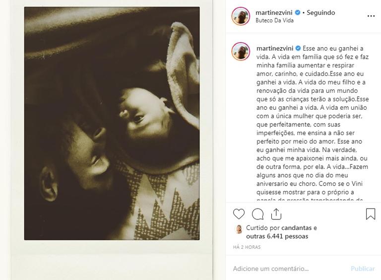 Vinicius Martinez faz texto agradecendo mais um ano de vida 