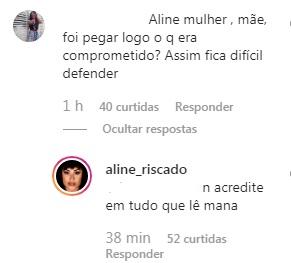 Aline Riscado se pronuncia pela primeira vez sobre boatos envolvendo Gabigol