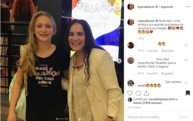 Regina Duarte com a neta Manuela