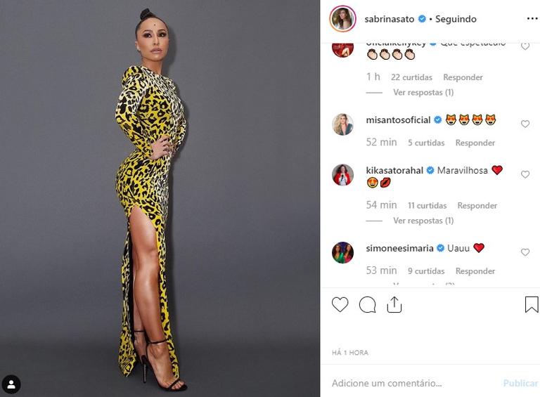 Sabrina Sato de vestido de onça