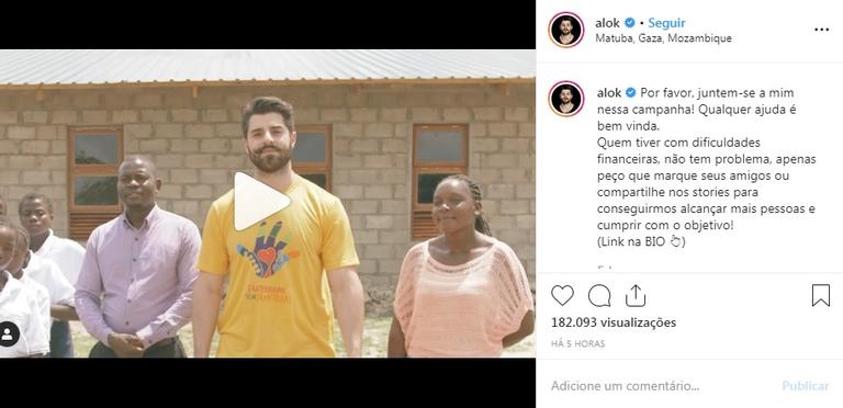 Alok pede ajuda para construir escola em Moçambique