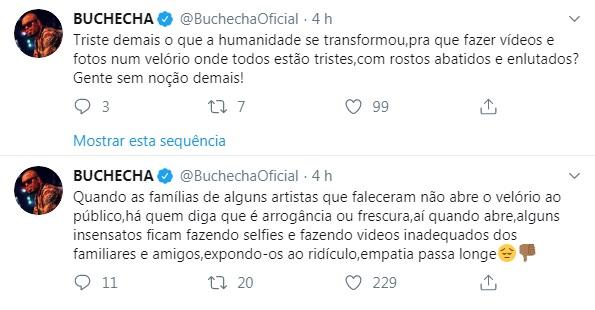 Buchecha se revolta com quem tira selfie em velório