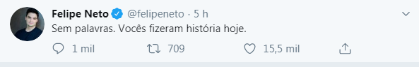 Tweet de Felipe Neto