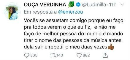 Ludmilla manda indireta para Anitta