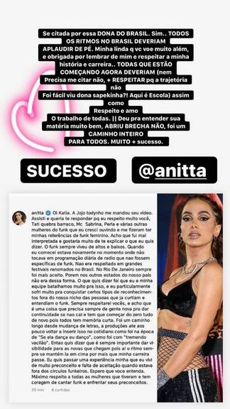 Perlla agradece Anitta e alfineta Lexa