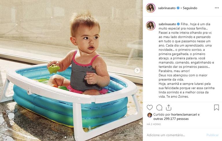 Sabrina Sato faz homenagem para Zoe em seu aniversário