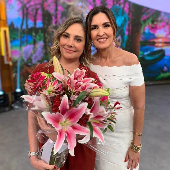 Heloira Périssé e Fátima Bernardes nos bastidores do Encontro