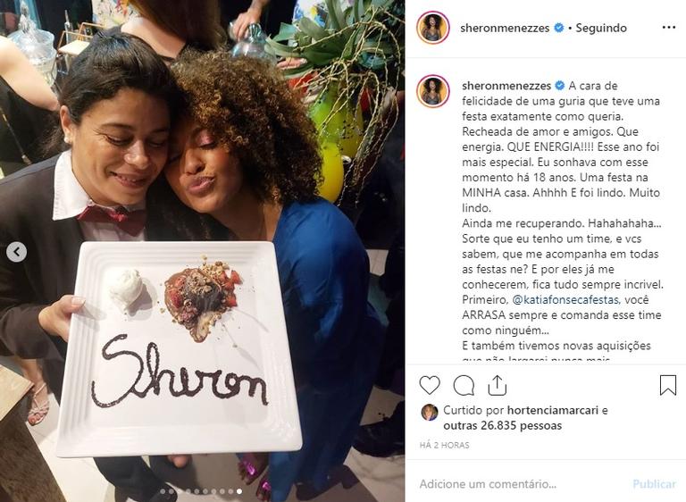 Sheron Menezzes agradece por festão que realizou em sua casa