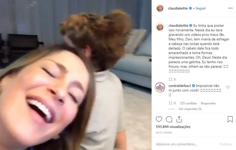 Claudia Leitte se diverte ao ver o cabelo bagunçado do filho